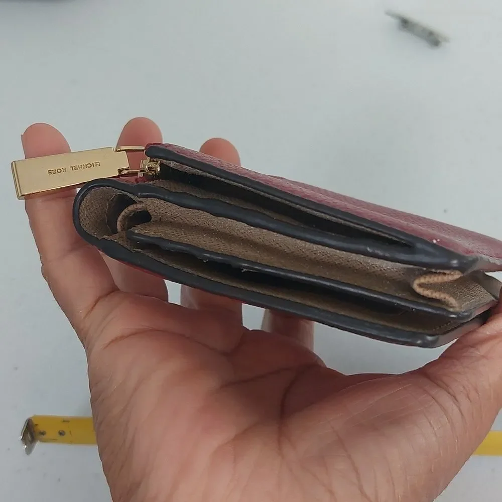 Michael Kors Bedford Brick Red Leather Carryall Card Case Wallet - Picture 4 of 10